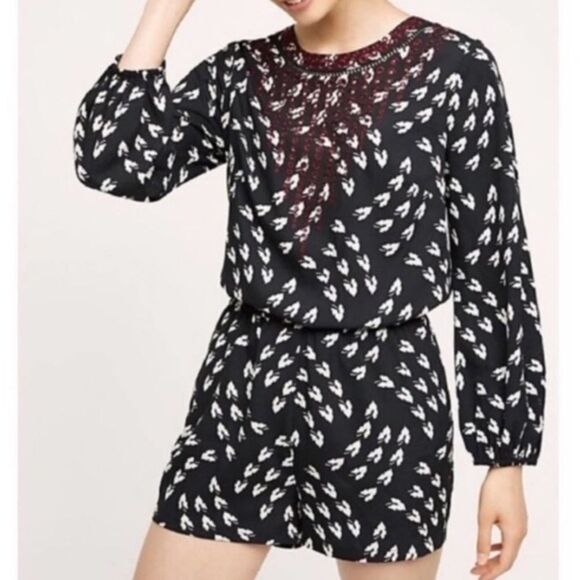 Ranna Gill Anthropologie Long Sleeve Printed Madine Romper Size small - Picture 13 of 13